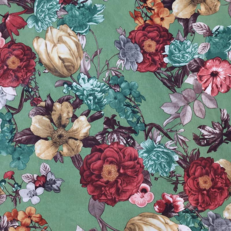 green floral print fabric for curtain and sofa