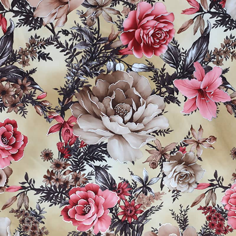 flower printing on fabric velvet